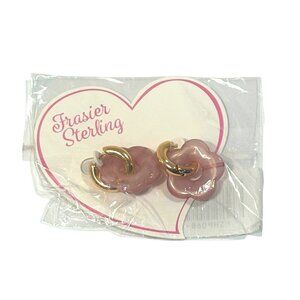 Frasier Sterling Pink Daisy Drop Earrings